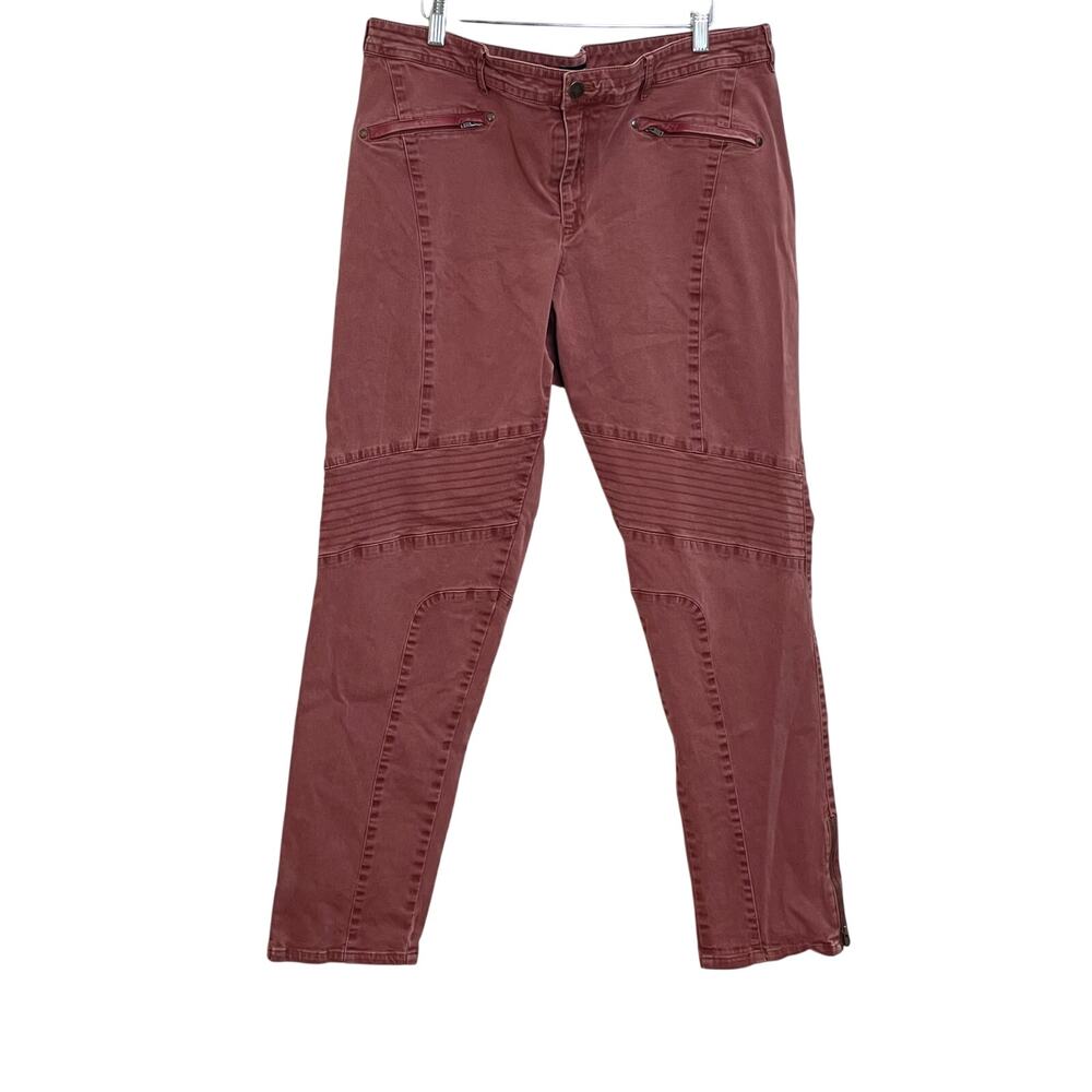Peruvian Connection Sz 18 Brick Red Leather Trim Seaming Detail Motorcycle Pants